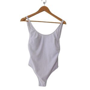 NEW Womens Pretty Garden Swimsuit One Piece White Padded Adjustable Straps Small